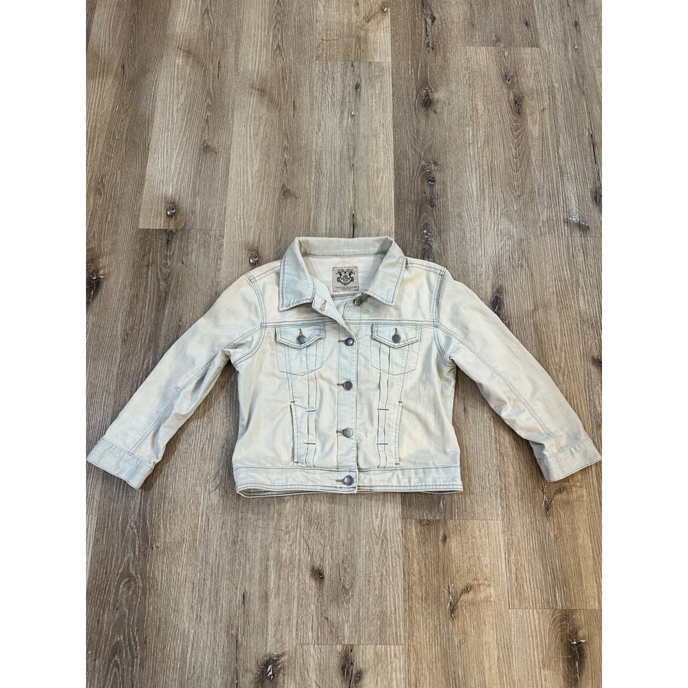 Love Culture Jeans Beige Denim Trucker Jacket Cropped Light Wash Women's‎ Medium